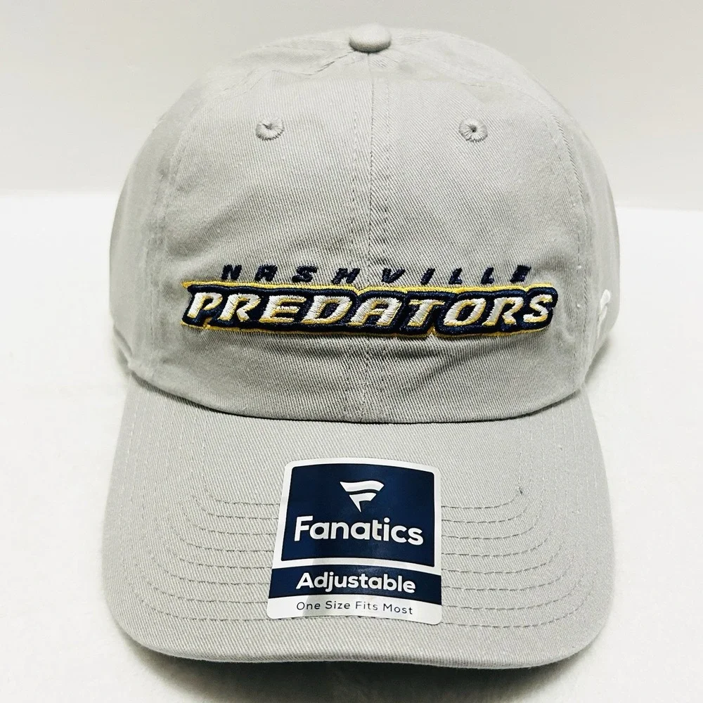 Fanatics Nashville Predators Wordmark Hat Cap Adjustable Strap Light‎ Gray NHL